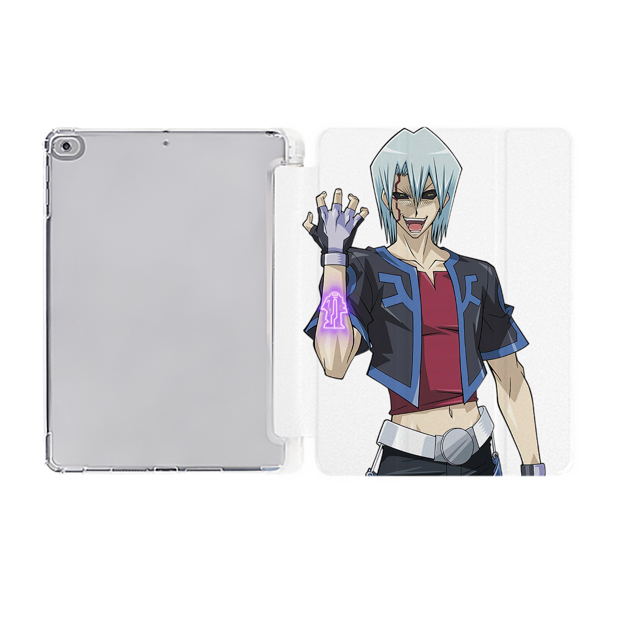 （画像用） 遊☆戯☆王 Yu-Gi-Oh! IPad ケース ペン収納付き 三つ折りスタンド PUレザー×シリコン 対応機種9.5/10.5/10.9インチ